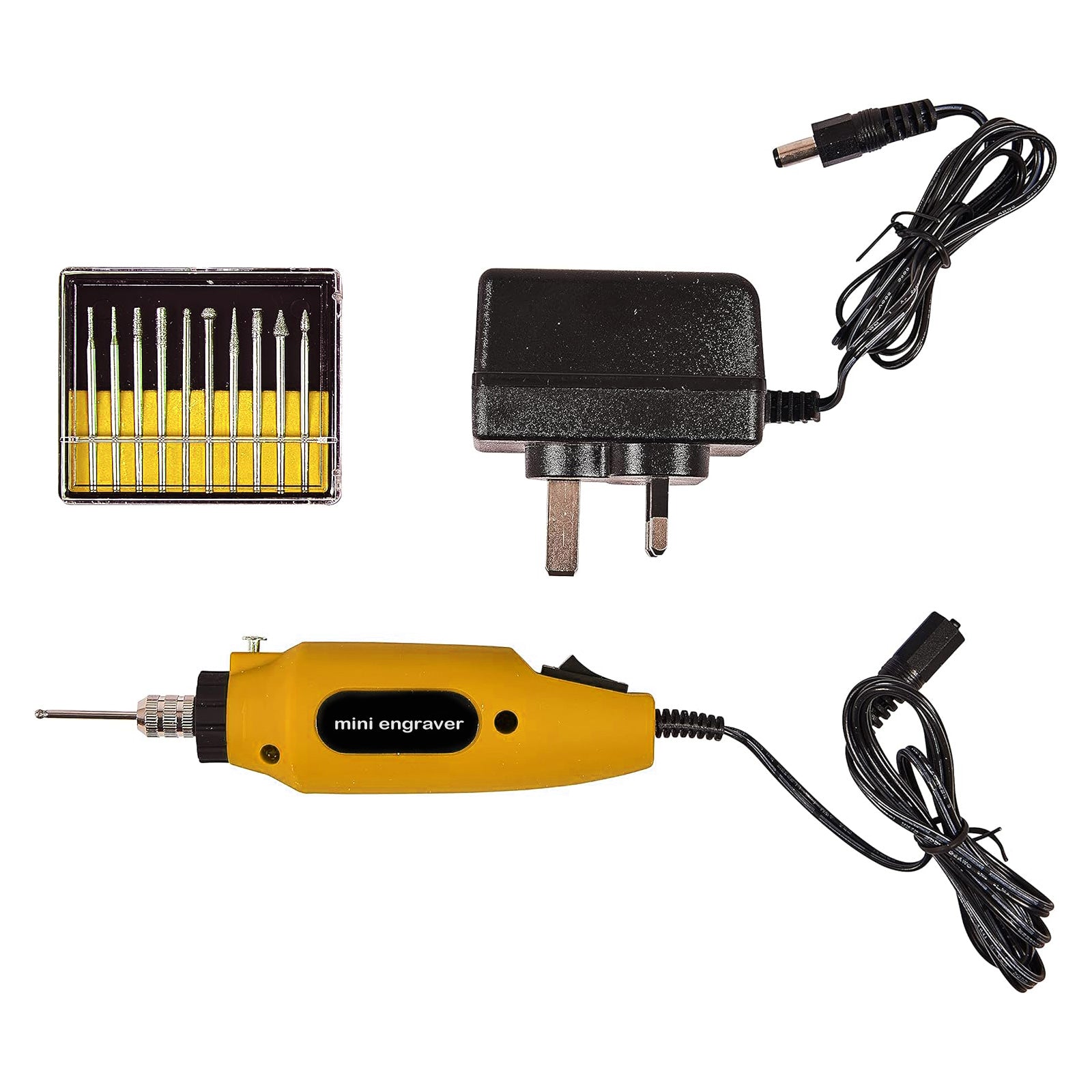 Engraving Kit Mini Engraver Tool & 10 Bits Glass Ceramic Metal Security Etching