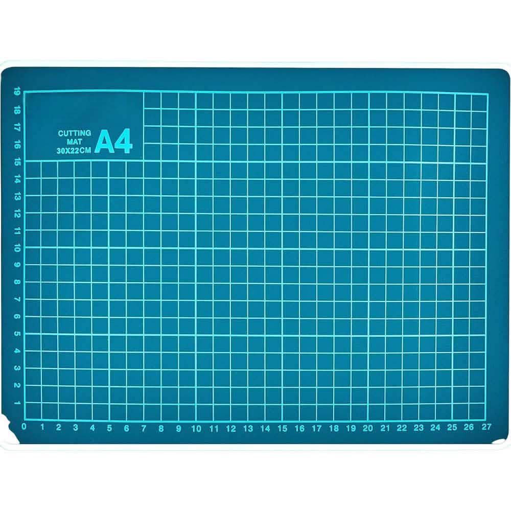 A4 Cutting Mat Craft Non Slip Self Healing Printed Grid Lines + 150mm Steel Rule