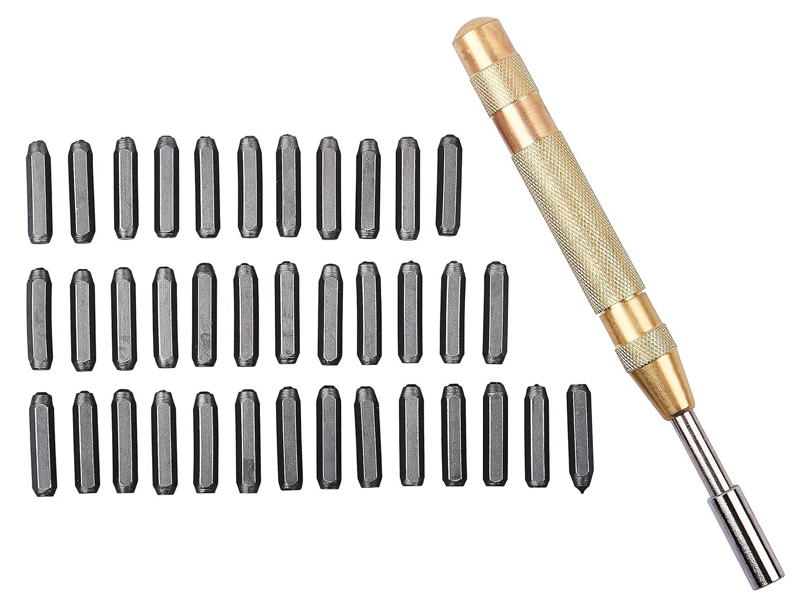 38pc Letter & Number Stamping Tool Kit Stamp Set + Automatic Metal Punch & Case