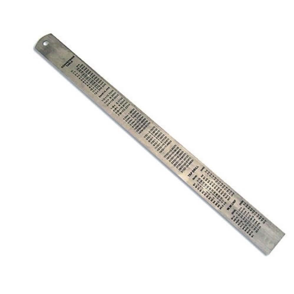 Stainless Steel Ruler 12" 300mm Rule - Dual Markings - Conversion Table On Rear