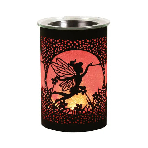 Fairy Silhouette Wax Melt Warmer Aroma Fragrance Diffuser | Black with Colour Changing LED