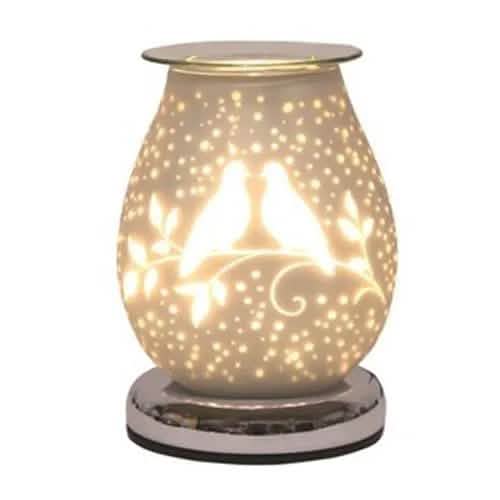 Aroma Accessories Oil Burner Wax Oil Warmer Aroma Lamp Light Tart Burner Diffuser - Touch - White Satin Glass