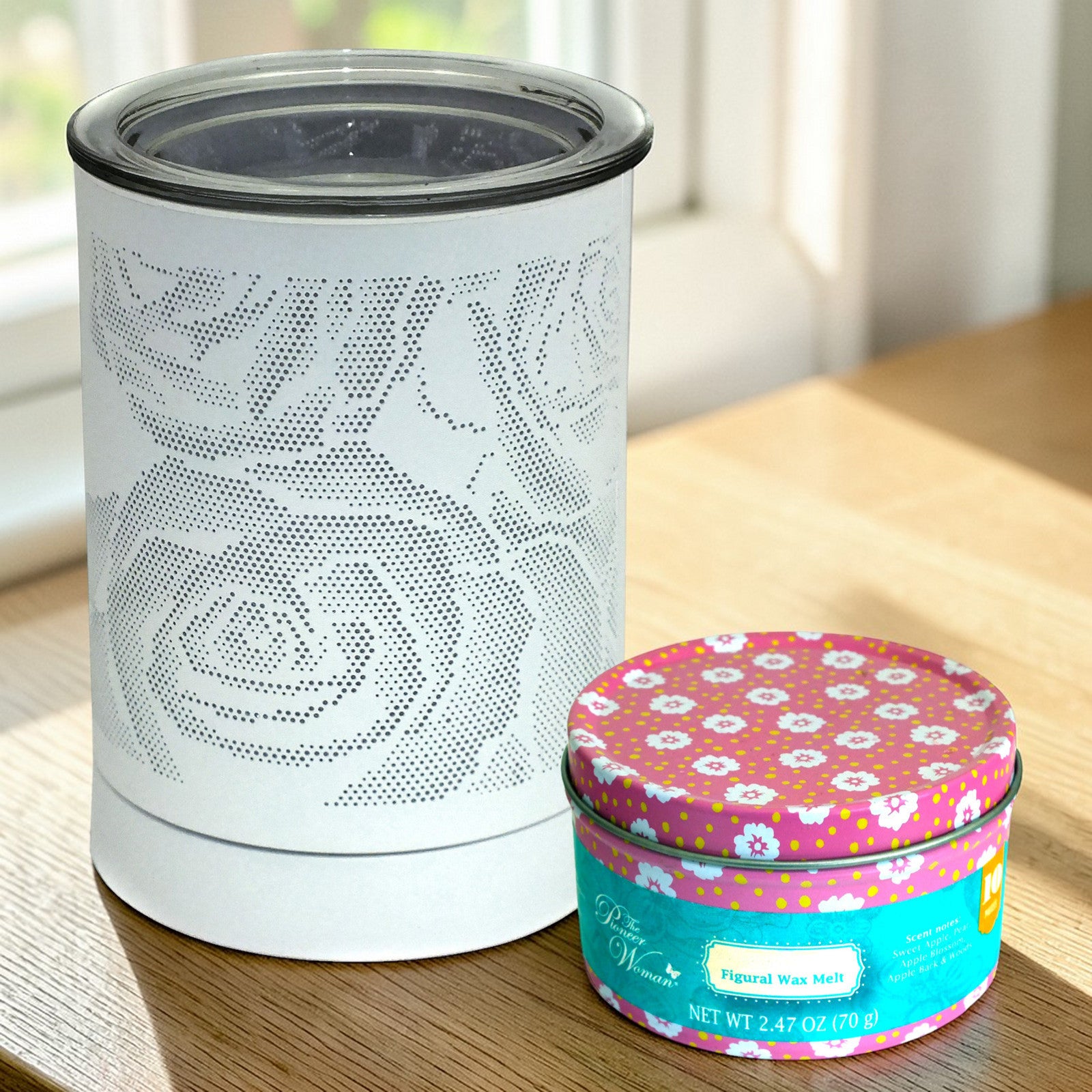 Aroma Fragrance Lamp Tart Melter plus 10pc Wax Melts | White Rose Design Electric Oil Burner Diffuser