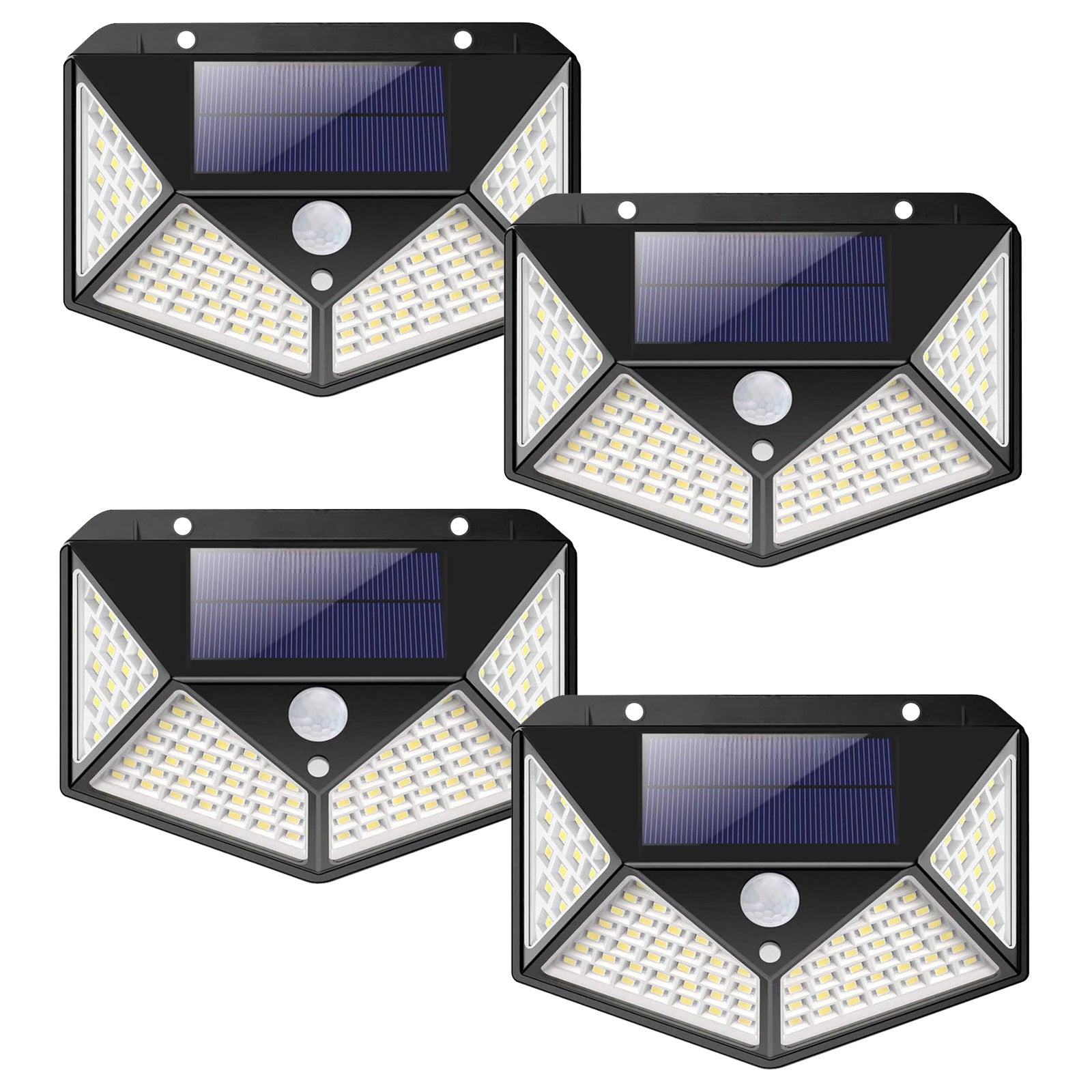 4 Pack 100 LED Solar Wall Lights PIR Motion Sensor Outdoor Garden Security Lamps