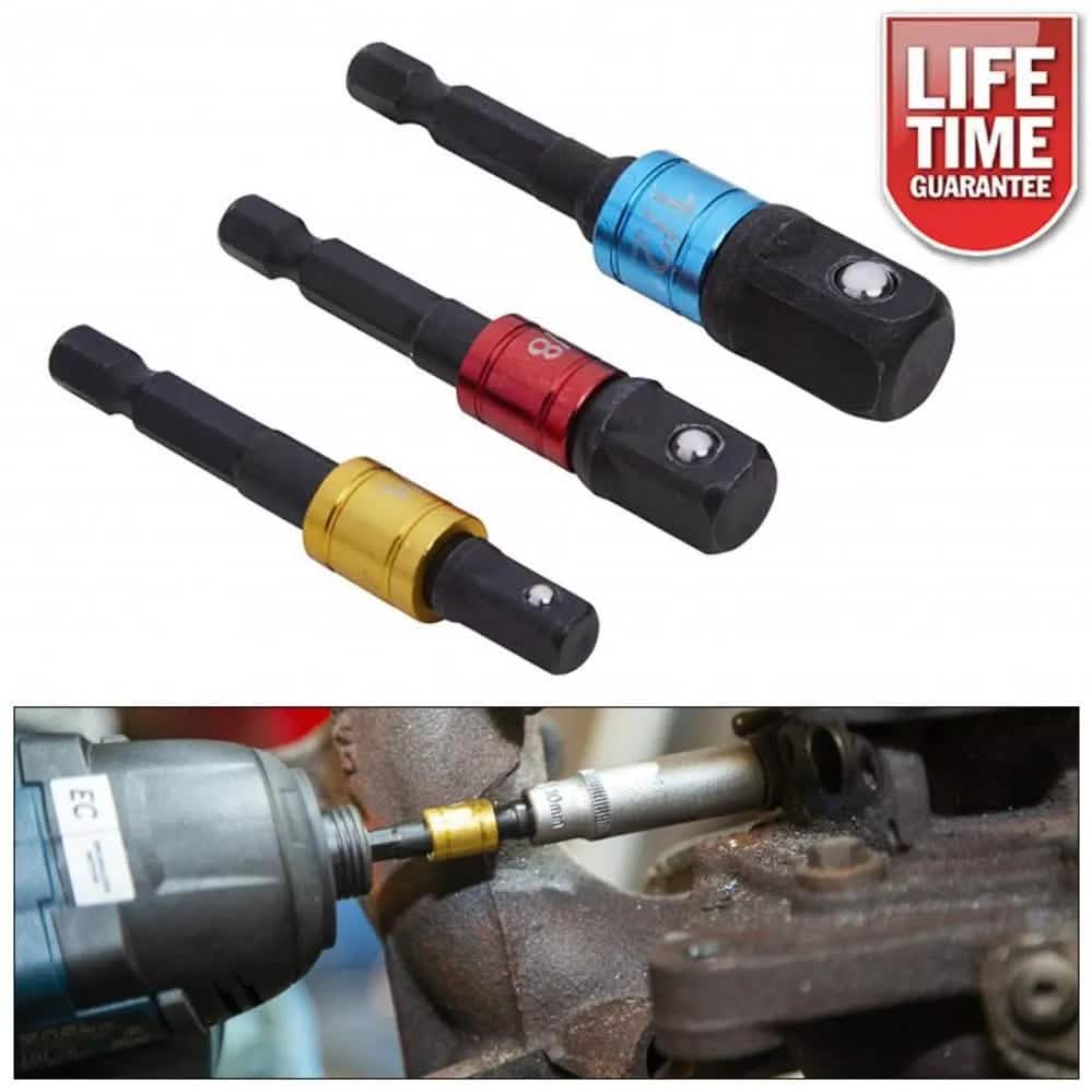 Bluespot Socket Adaptor Set Impact Socket Adaptor Set 1/4 3/8 1/2 Colour Coded Cr-V Lifetime Warranty 3Pc