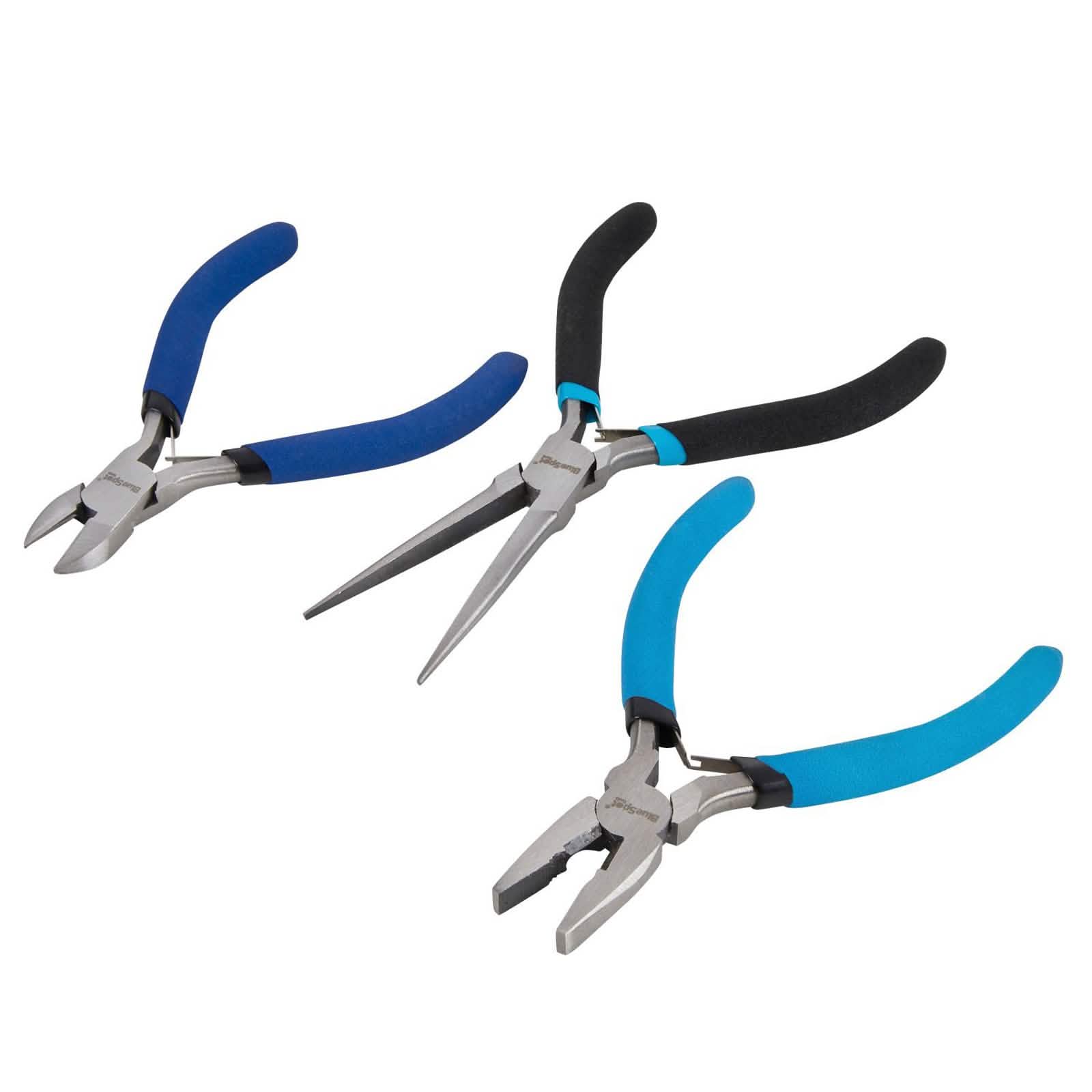 3pc Mini Pliers Set Soft Grip Combination Needle Nose Wire Cutting Side Cutters