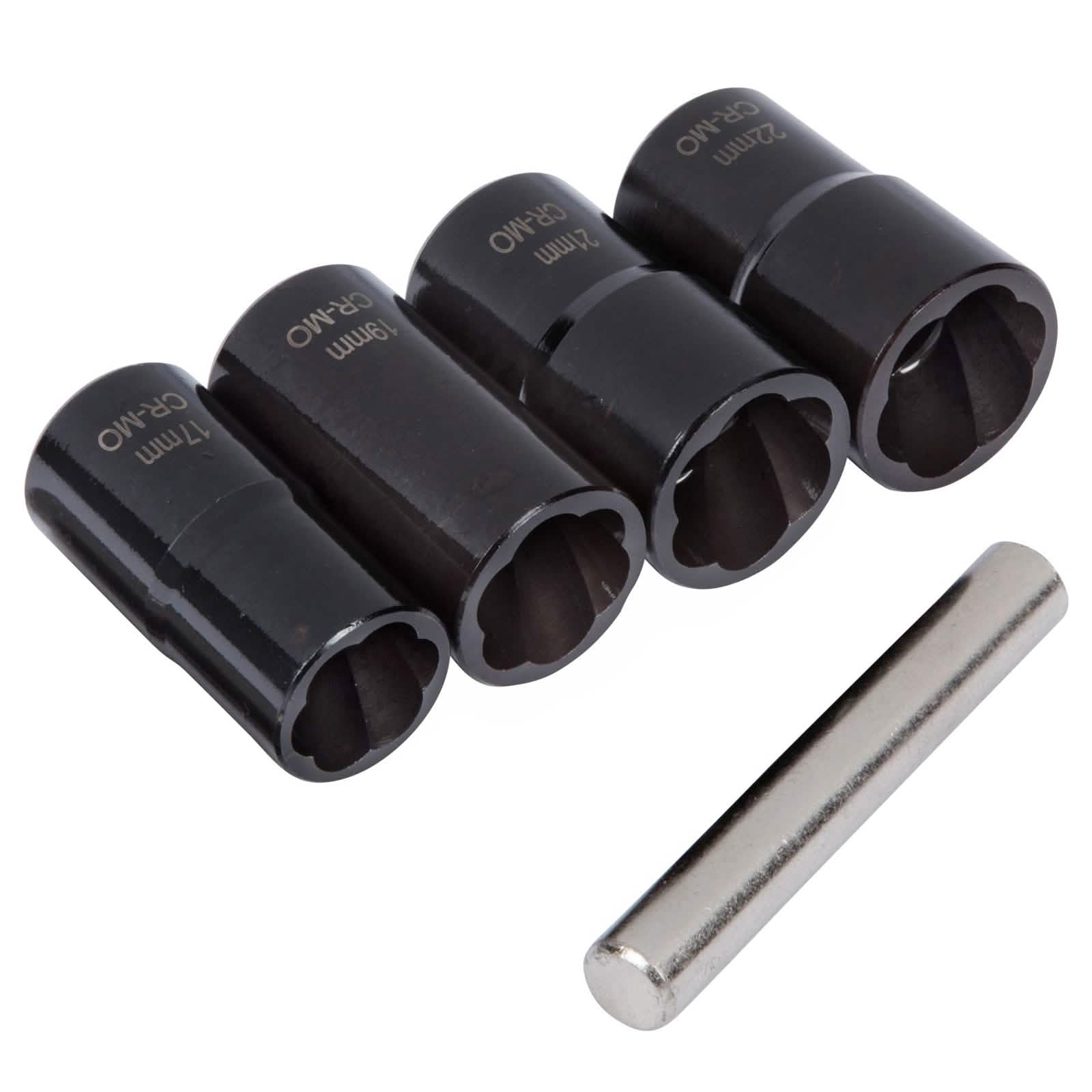 Blue Spot 5pc Locking Wheel Nut Remover Set 17-22mm | Grip & Twist Sockets for Damaged Rounded Bolts