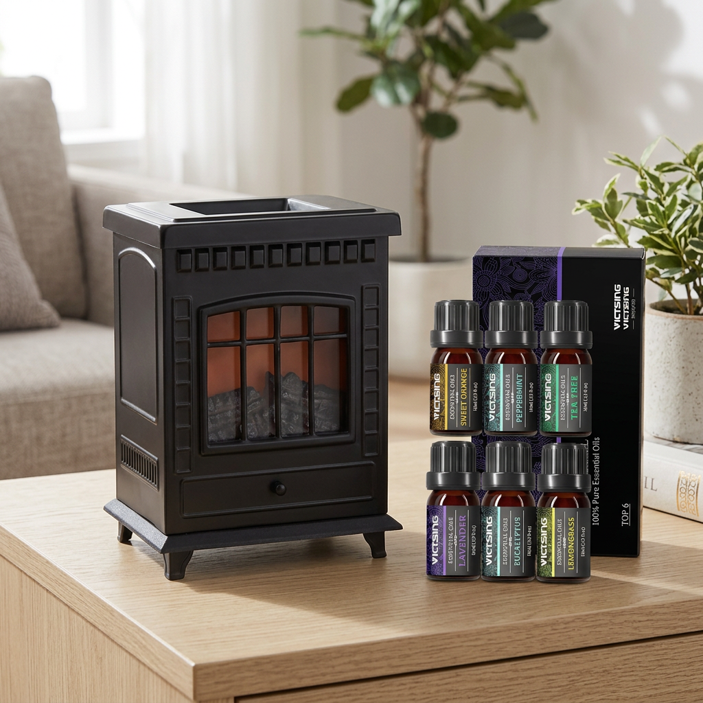 LP76242 electric warmer with VTHM179BA six-bottle essential oil set