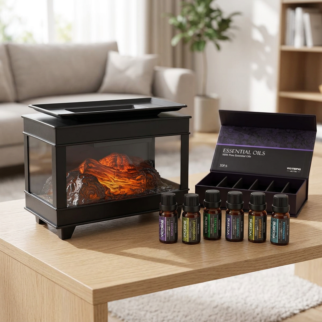 LP76243 electric warmer with VTHM179BA six-bottle essential oil set