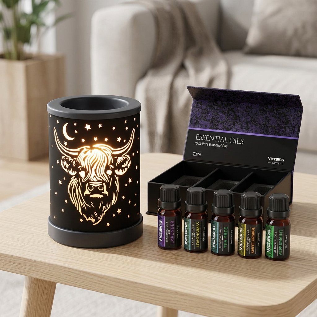 LP76249 electric warmer with VTHM179BA six-bottle essential oil set