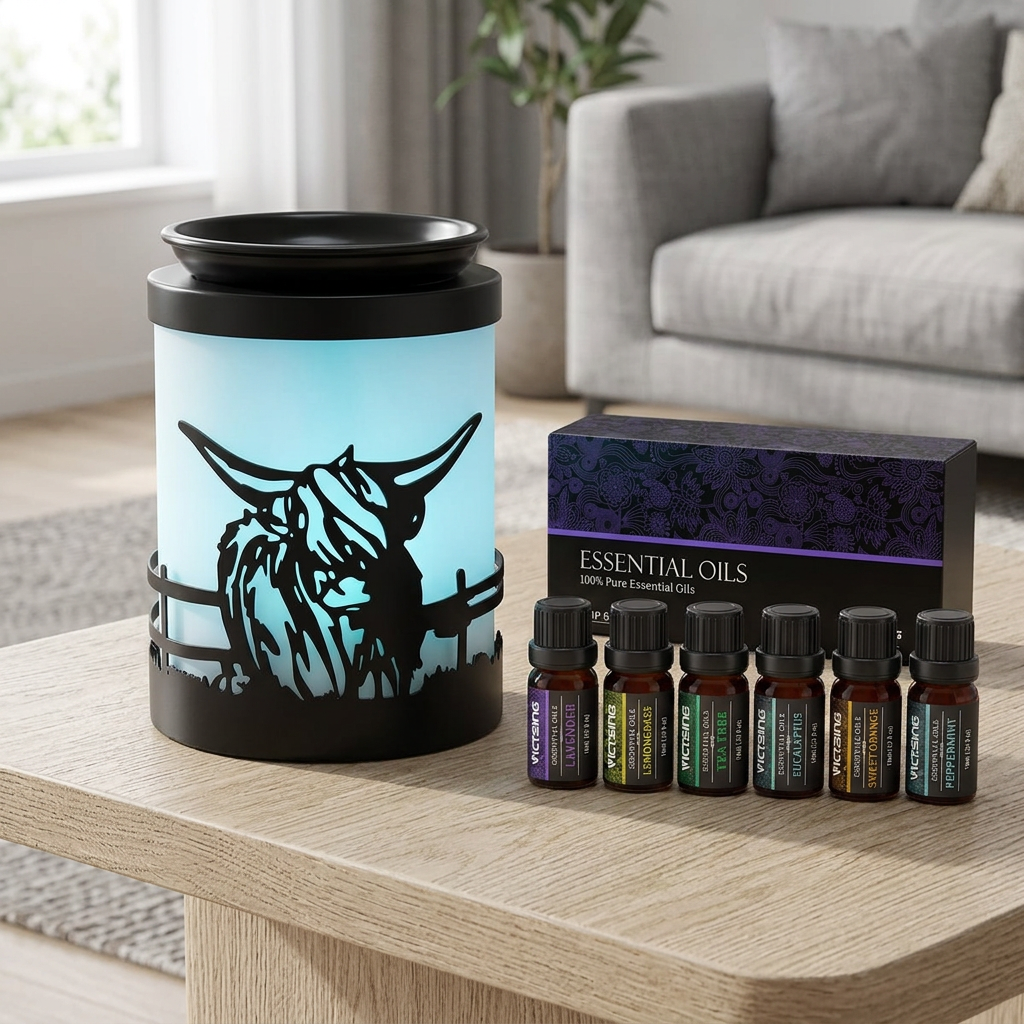 LP76252 electric warmer with VTHM179BA six-bottle essential oil set