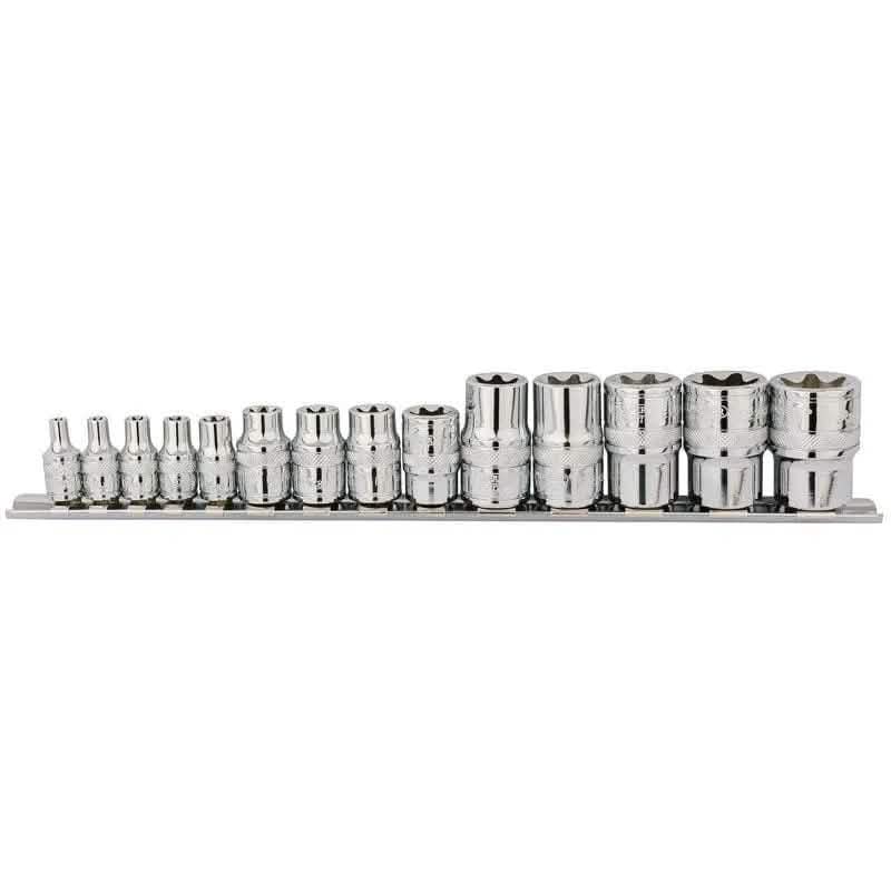 Draper Draper Expert 14Pc 1/4 3/8 1/2 Dr Tx-Star Torx Crv Socket Set + Rail Draper 34415