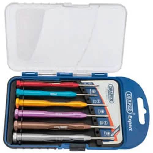 Draper Draper Expert Precision Screwdriver Set, 3 X Plain Slot, 3 X Cross Slot (6 Piece) Dr-03266