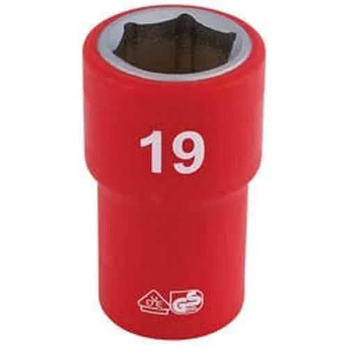 Draper Draper Fully Insulated Vde Socket, 1/2" Sq. Dr., 19Mm Dr-31880