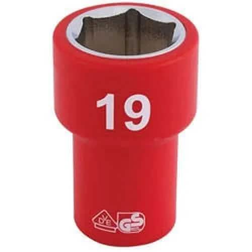 Draper Draper Fully Insulated Vde Socket, 3/8" Sq. Dr., 19Mm Dr-31740