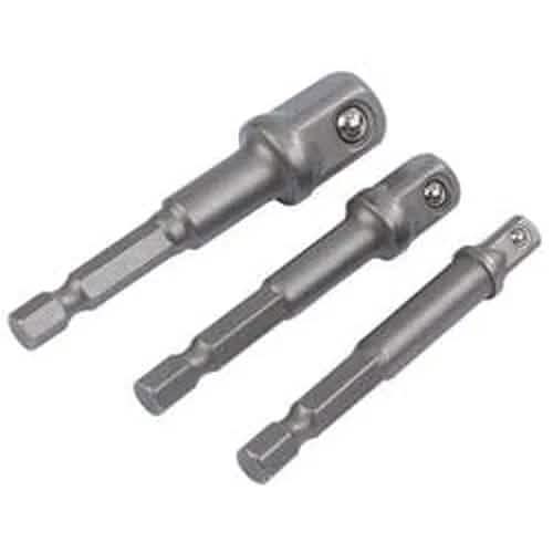 Draper Draper Socket Adaptor Set, 1/4" Hex. X 1/4", 3/8" & 1/2" Sq. Dr. (3 Piece) Dr-00005
