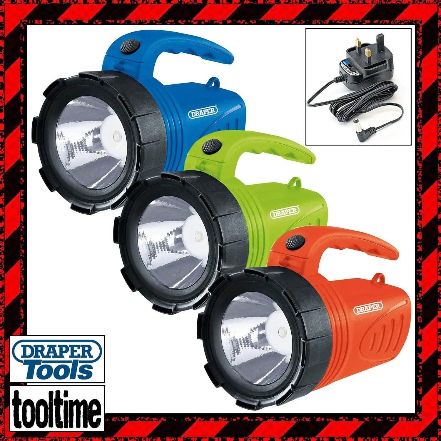 Draper torch DRAPER 3W LI-ION RECHARGEABLE SPOTLIGHT TORCH 200 LUMEN BRIGHTNESS HOME CAMPING