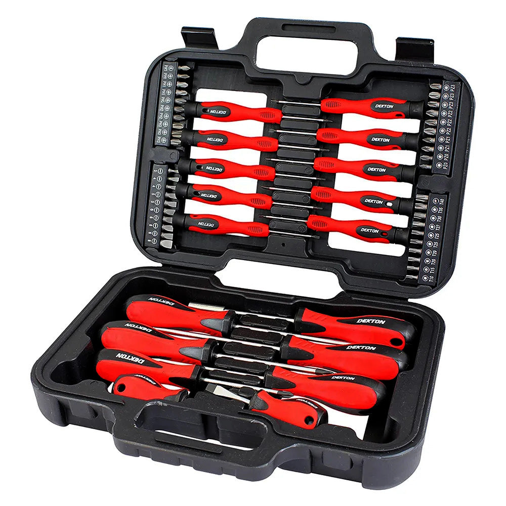 Screwdriver & Bits Set 58pc Precision Philips Flat Slot Torx Pozi + Storage Case