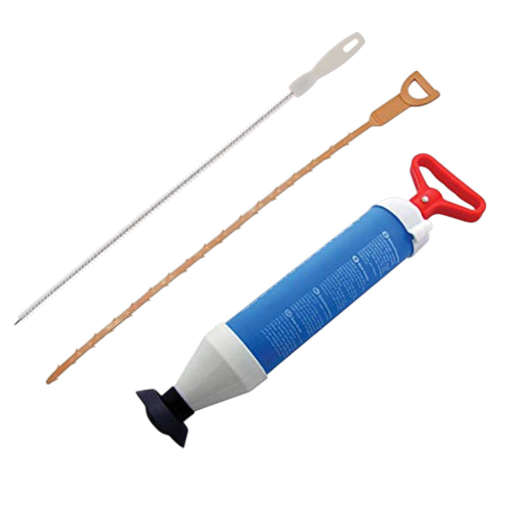 3pc Drain Pipe Sink Unblocking Tool Set - Suction Plunger + Flexible Brush + Drain Tool