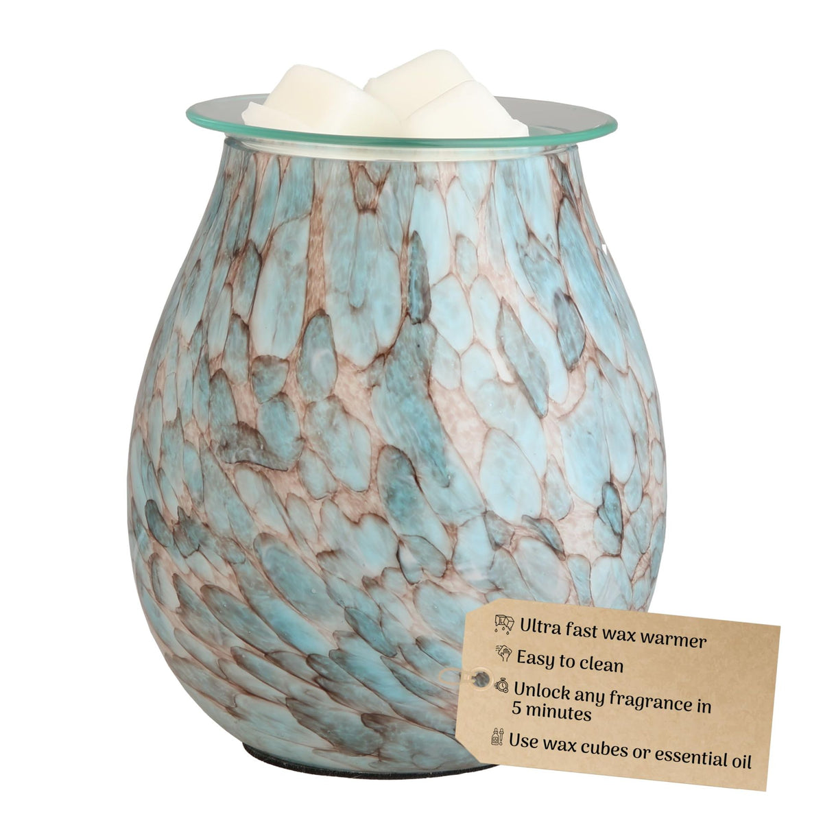 Electric Wax Melt Burner Glass Marble Design – Plug-In Aroma Warmer for Soy Wax Cubes & Essential Oils – Home & Office Fragrance