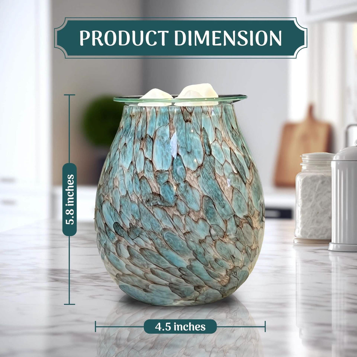 Electric Wax Melt Burner Glass Marble Design – Plug-In Aroma Warmer for Soy Wax Cubes & Essential Oils – Home & Office Fragrance