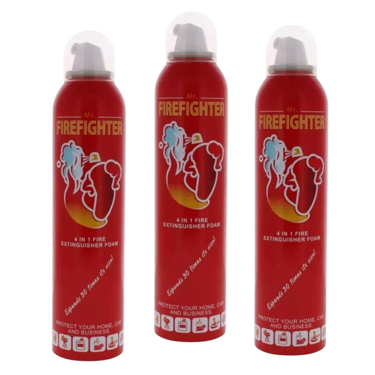 Fire Extinguisher 4 in 1 Foam 250ml Home Office Cars Vans Caravans 3 PACK