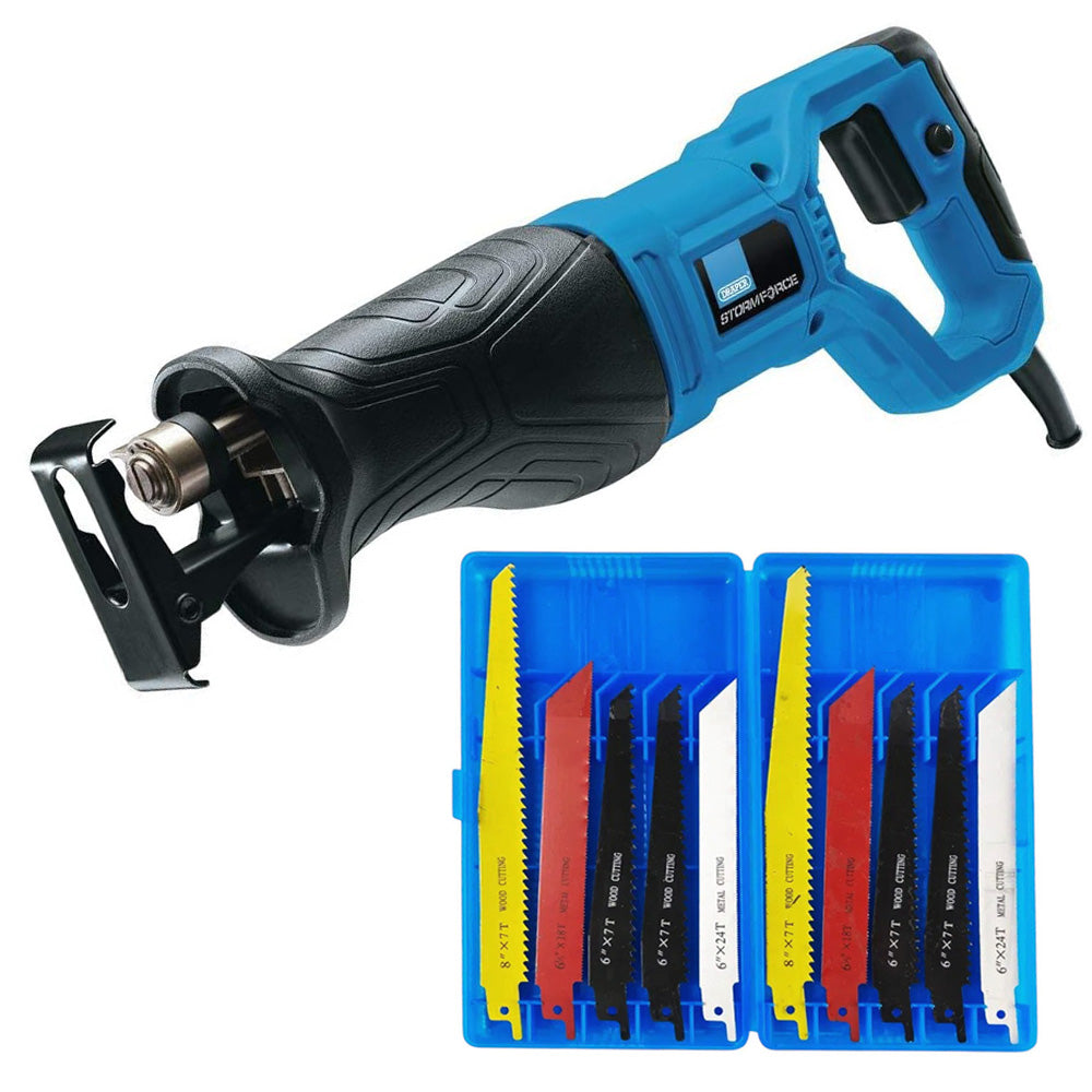 Draper 57483 Reciprocating Saw 710W Electric Variable Speed Sabre c/w 12 Blades