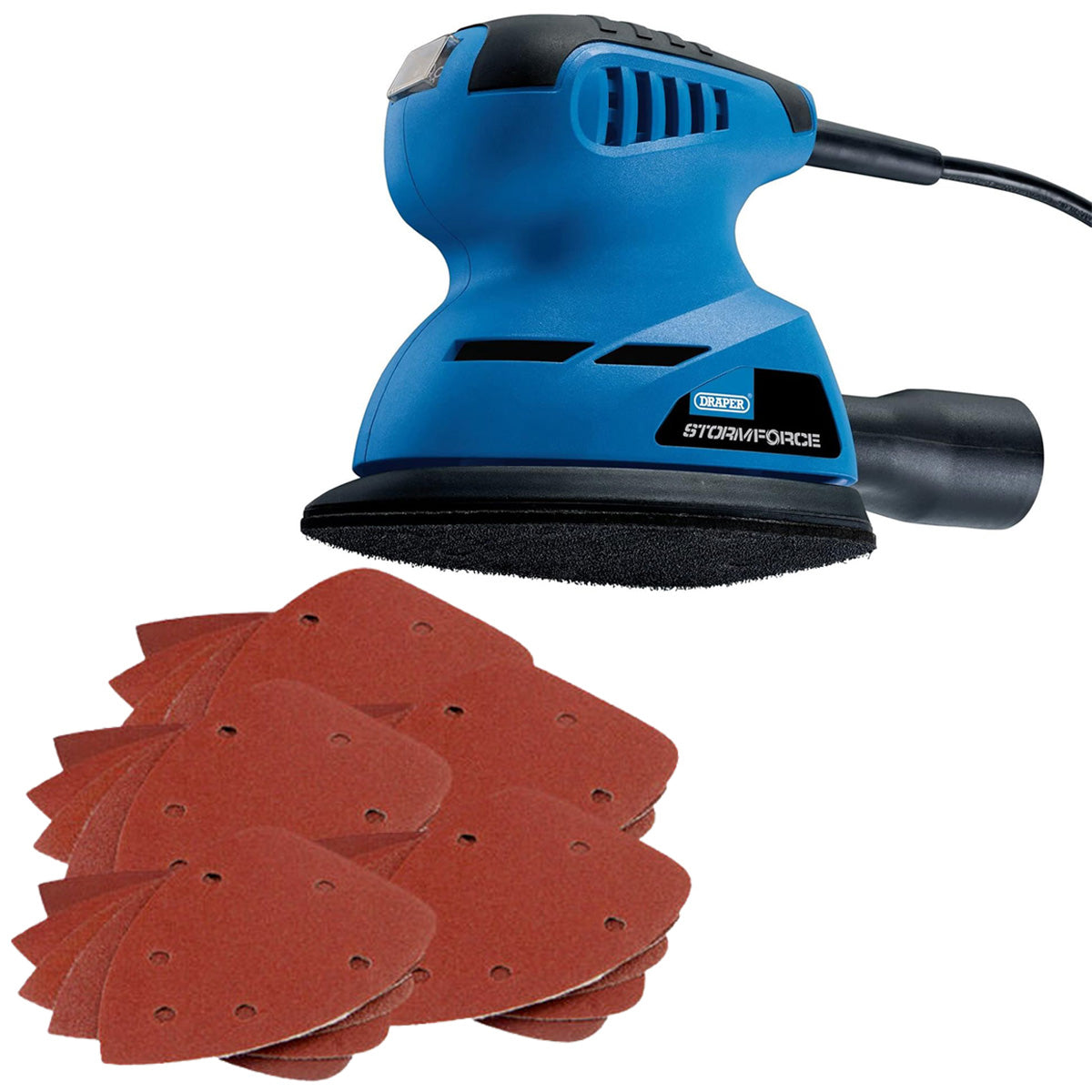 Draper 92627 125W Electric Tri-Base Detail Sander + 27 Sanding Sheets