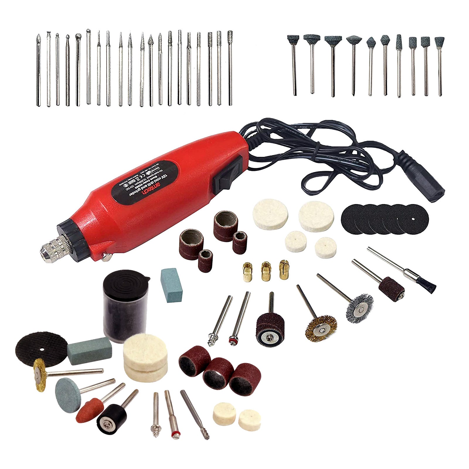 112pc Mini Rotary Hobby Drill Grinder Tool Set c/w Bits & Storage Case | 3 Year Warranty