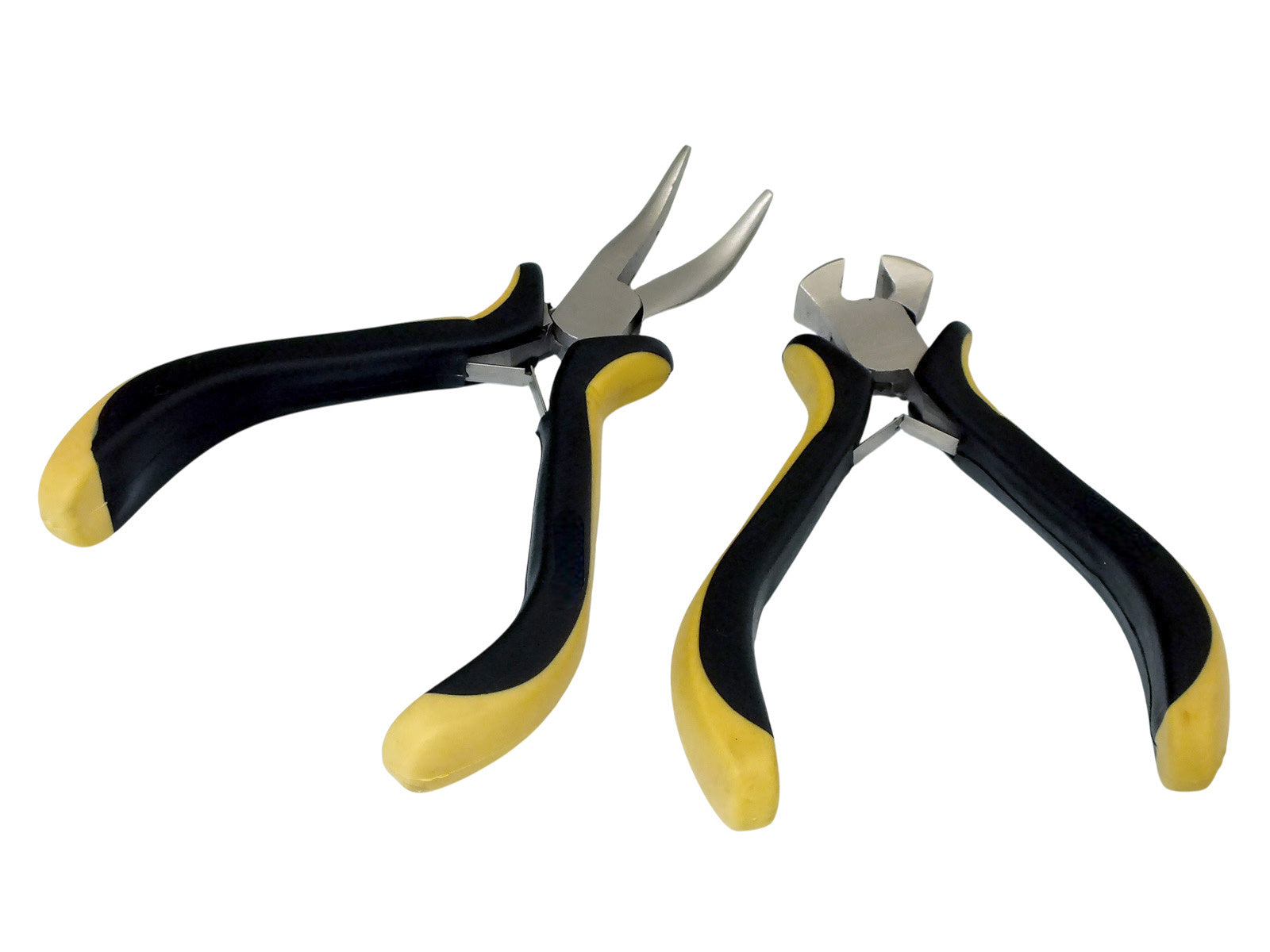 2pc Precision Mini Pliers Set | Bent Long Nose & End Cutting Wire Snips Nippers Cutters