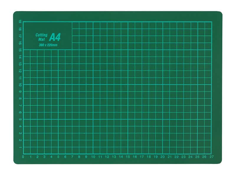 A4 Cutting Mat with Non Slip Self Healing Surface and Printed Grid Lines + 2pc Steel Rule Set