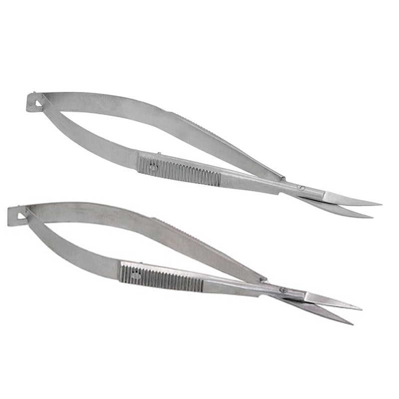 2pc Micro Scissors Stainless Steel Spring Action Straight & Curved Fine Point | For precision cutting