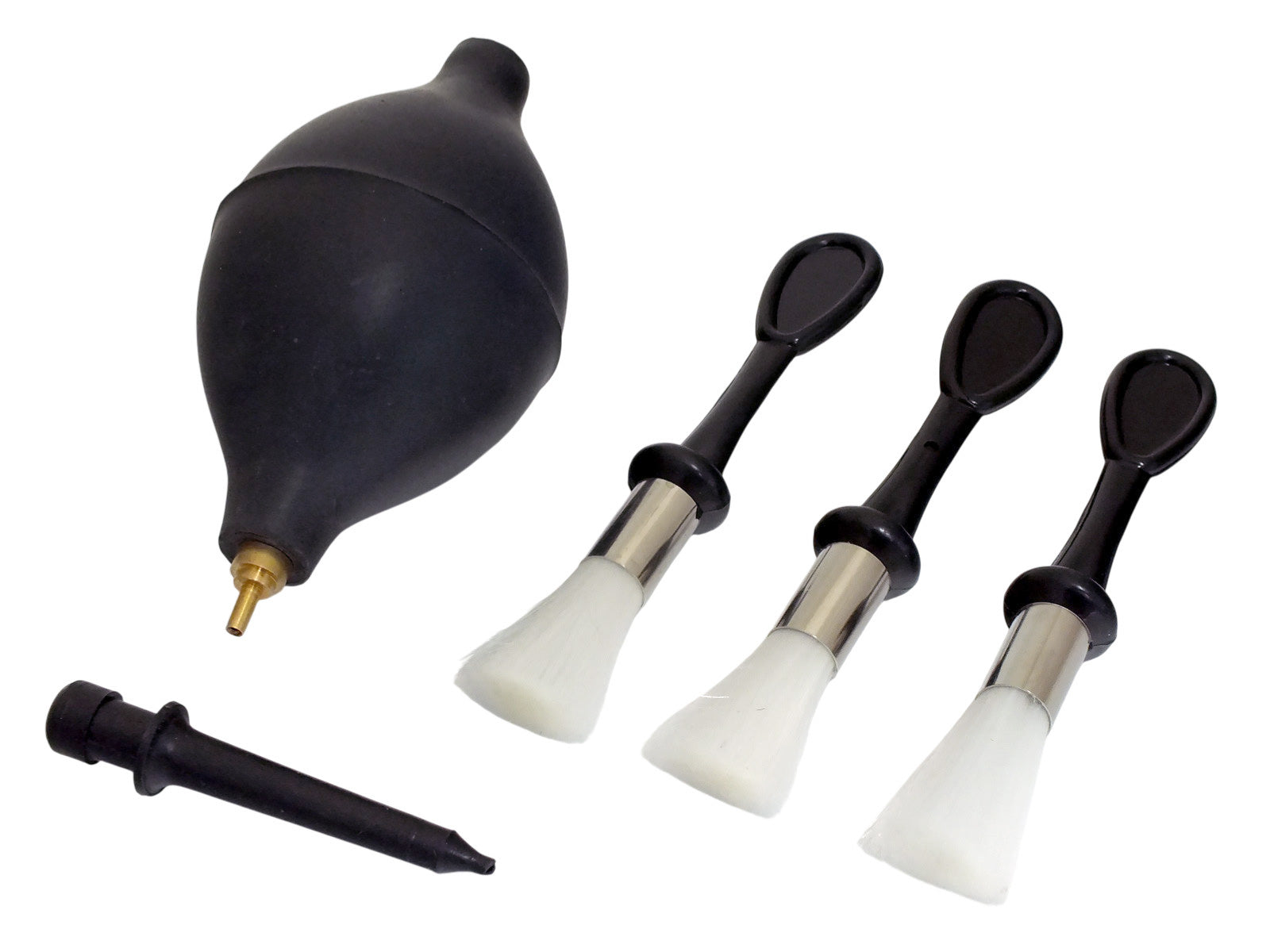 Rubber Dust Blower Air Duster and 3pc Mini Soft Bristle Brushes | PC Laptop Camera Lens Cleaning Kit