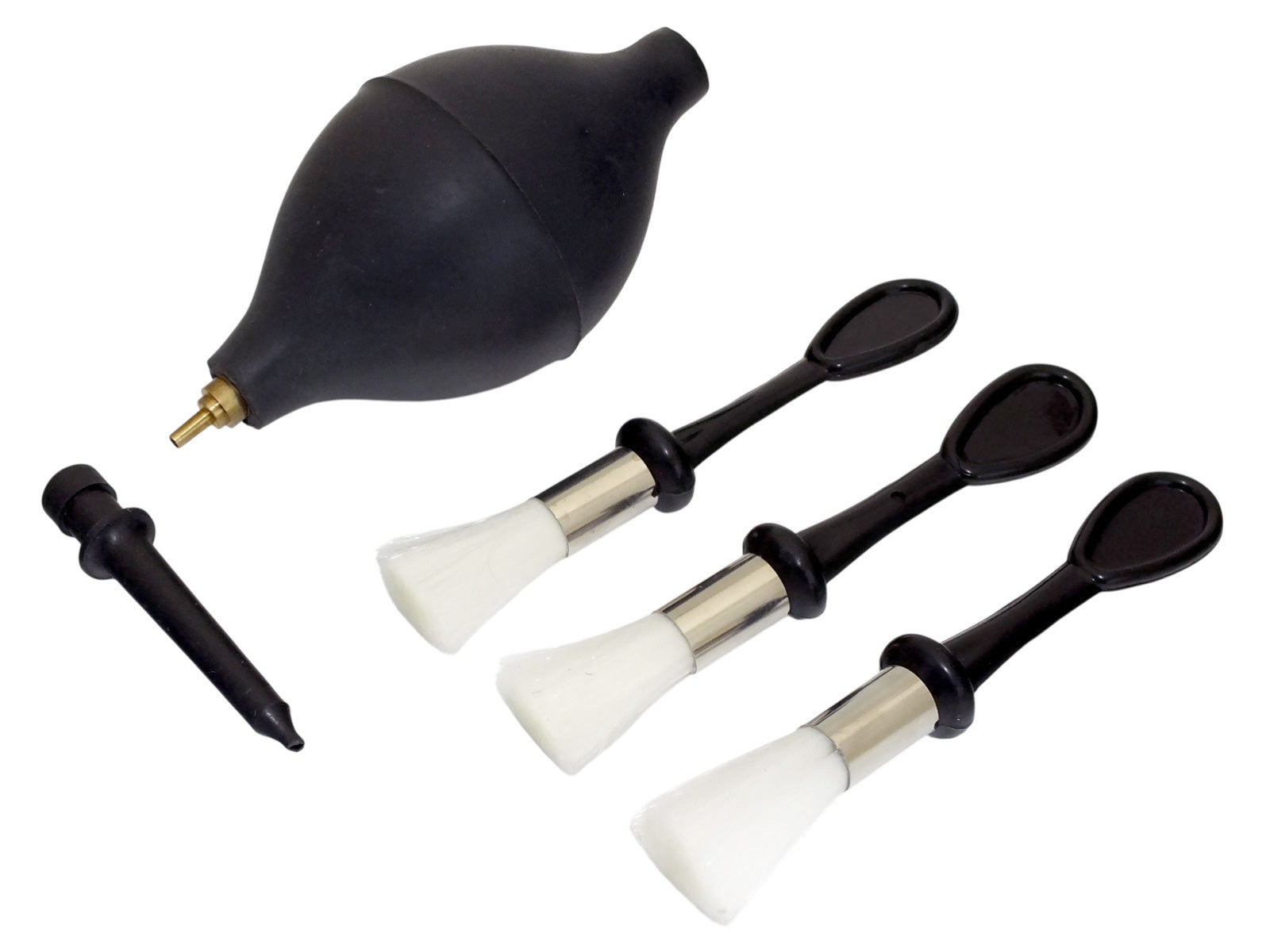 Rubber Dust Blower Air Duster and 3pc Mini Soft Bristle Brushes | PC Laptop Camera Lens Cleaning Kit