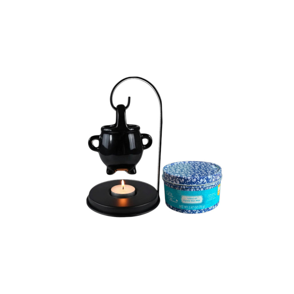 Halloween Hanging Cauldron Oil/Wax Burner Tea Light Holder With Wax Melt Tin & Tea light