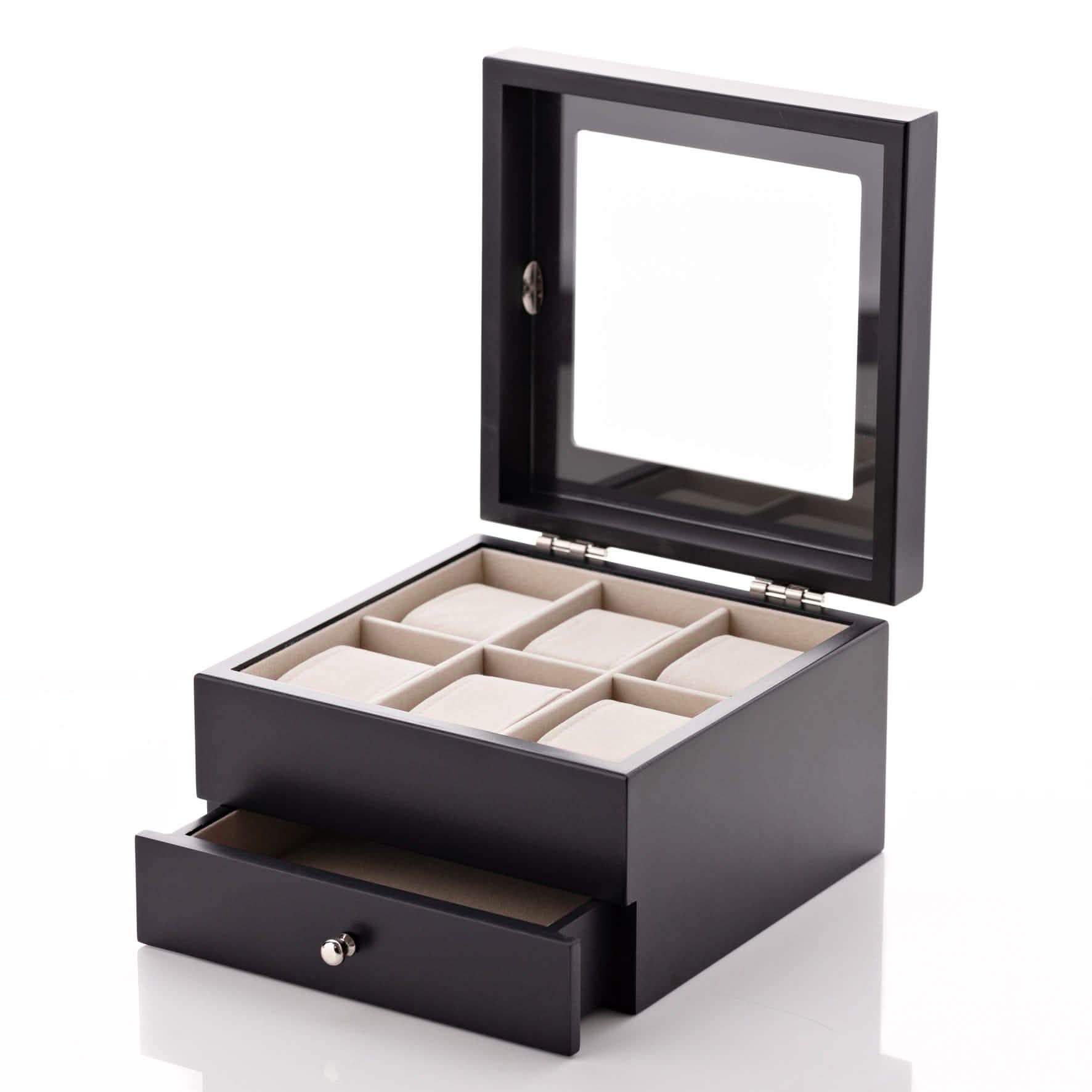 Harvey Makin Watch Box Luxury Wooden Watch Box - 6 Compartments 1 Drawer - Harvey Makin