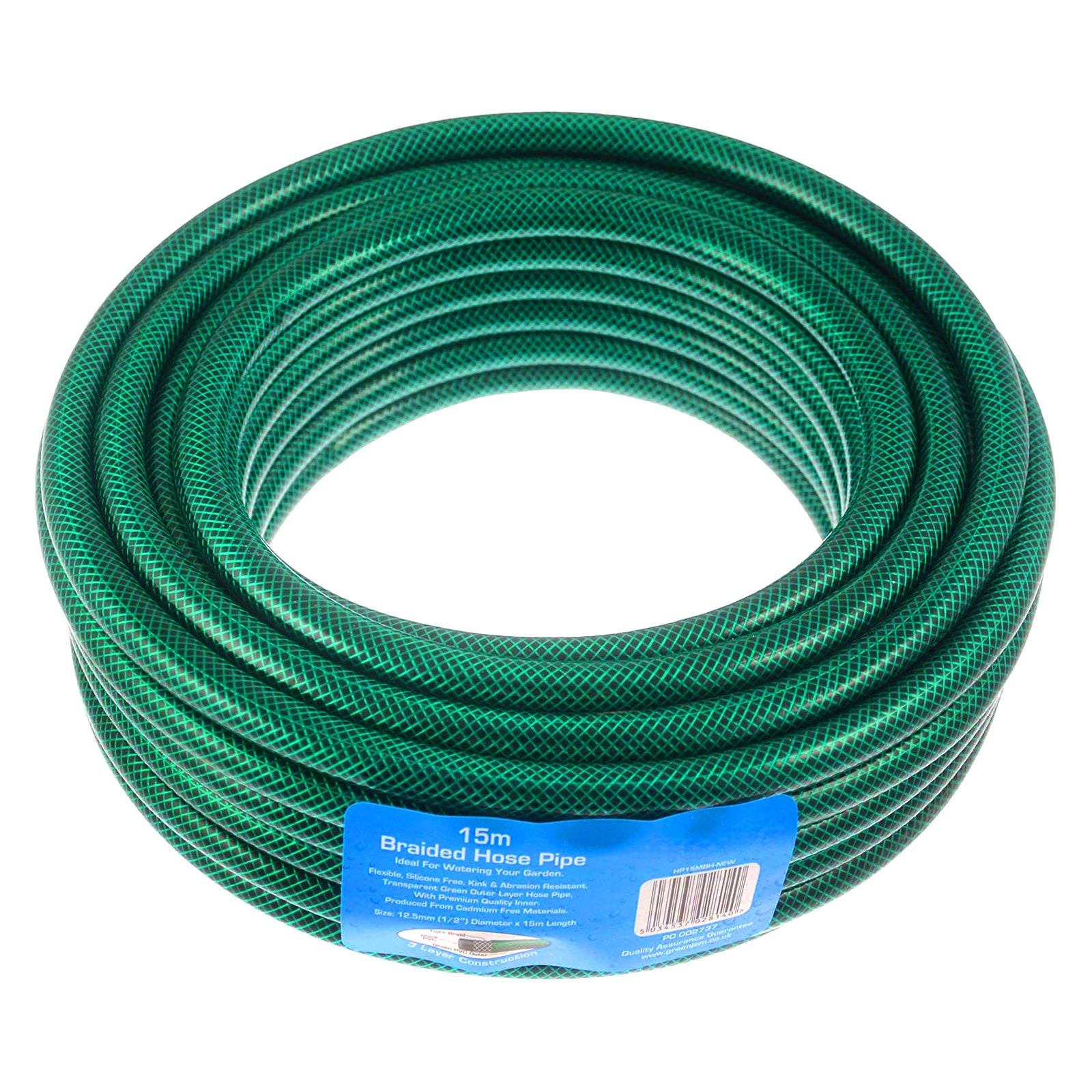 15m Garden Hose Pipe Heavy Duty Reinforced Braided Anti Kink 50ft Hosepipe Reel