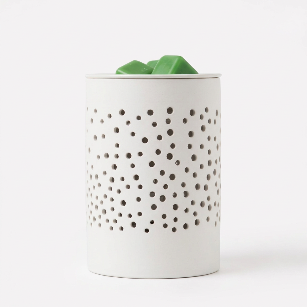 Electric Wax Melt & Oil Burner Aroma Warmer Lamp - White Dotted Ceramic