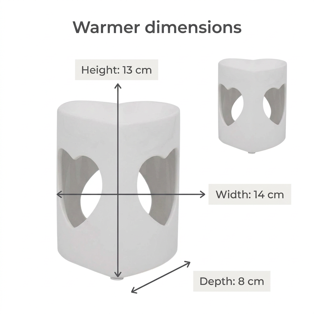2 White Heart Tealight Wax Melt Warmers & Oil Burners with Candle & Melts