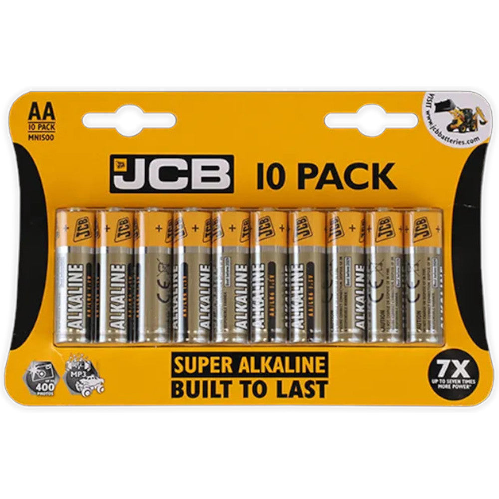 JCB 1.5V AA HEAVY DUTY ALKALINE BATTERIES LONG EXPIRY - 10 PACK