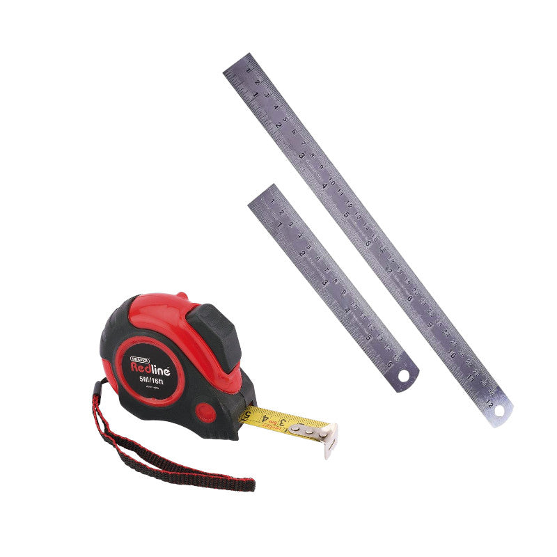 Ruler Metal Rule Stainless Steel Metric Imperial Dual Markings 6"-15CM 12"-30CM With Tape Measure