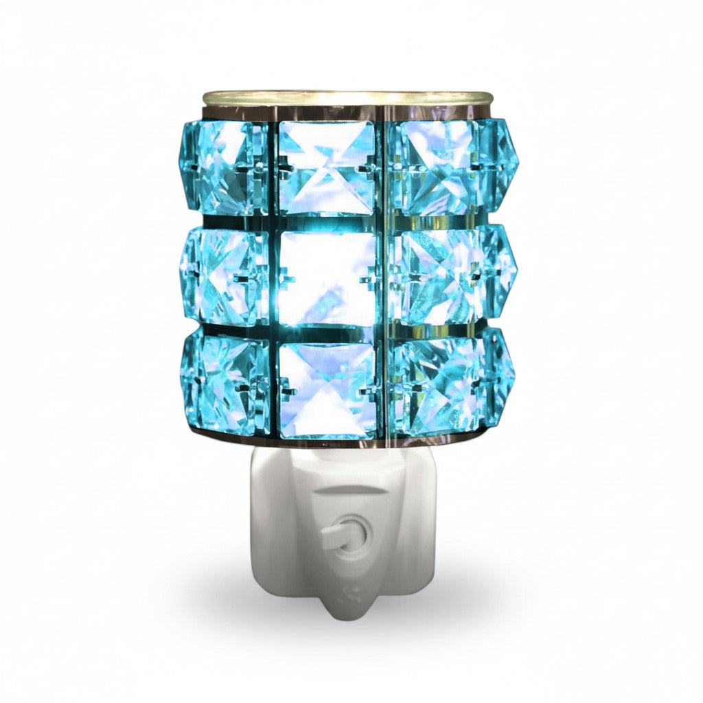 Blue Crystal Oil Burner and Wax Warmer plus 10pc Scented Melts | Electric Plug-in Aroma Fragrance Diffuser