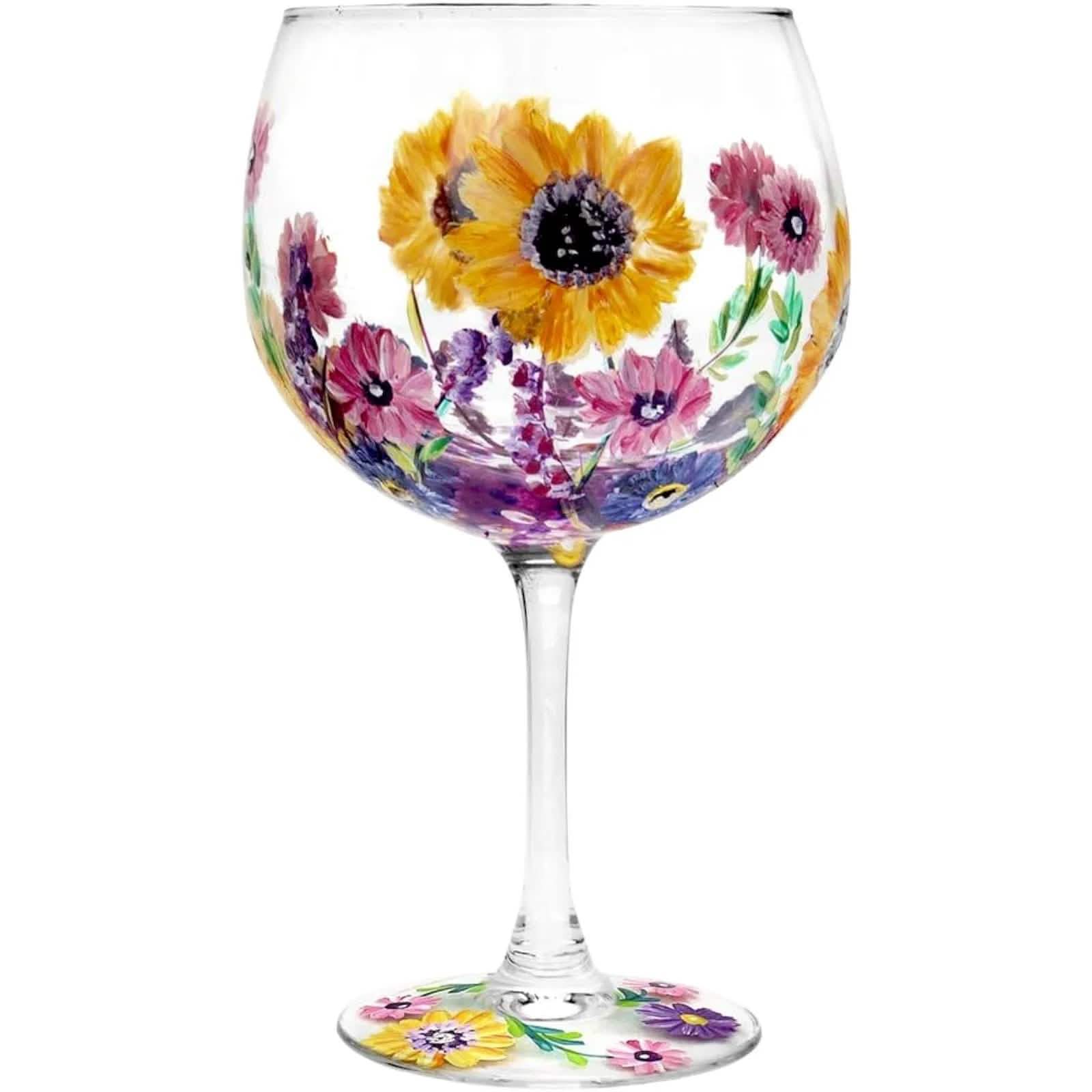 Lesser & Pavey Glass Lily | 1 Pezzo-9x9x21 cm Lynsey Johnstone-Bicchiere da Gin Dipinto a Mano, con Confezione Regalo, Vetro, Rosa