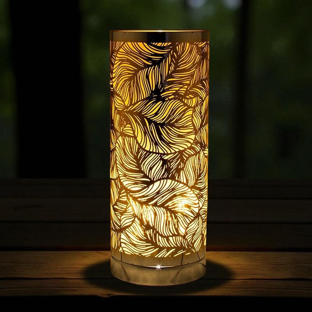 Oil Wax Diffuser Touch Lamp Melter Burner - Silver Amber Leaf