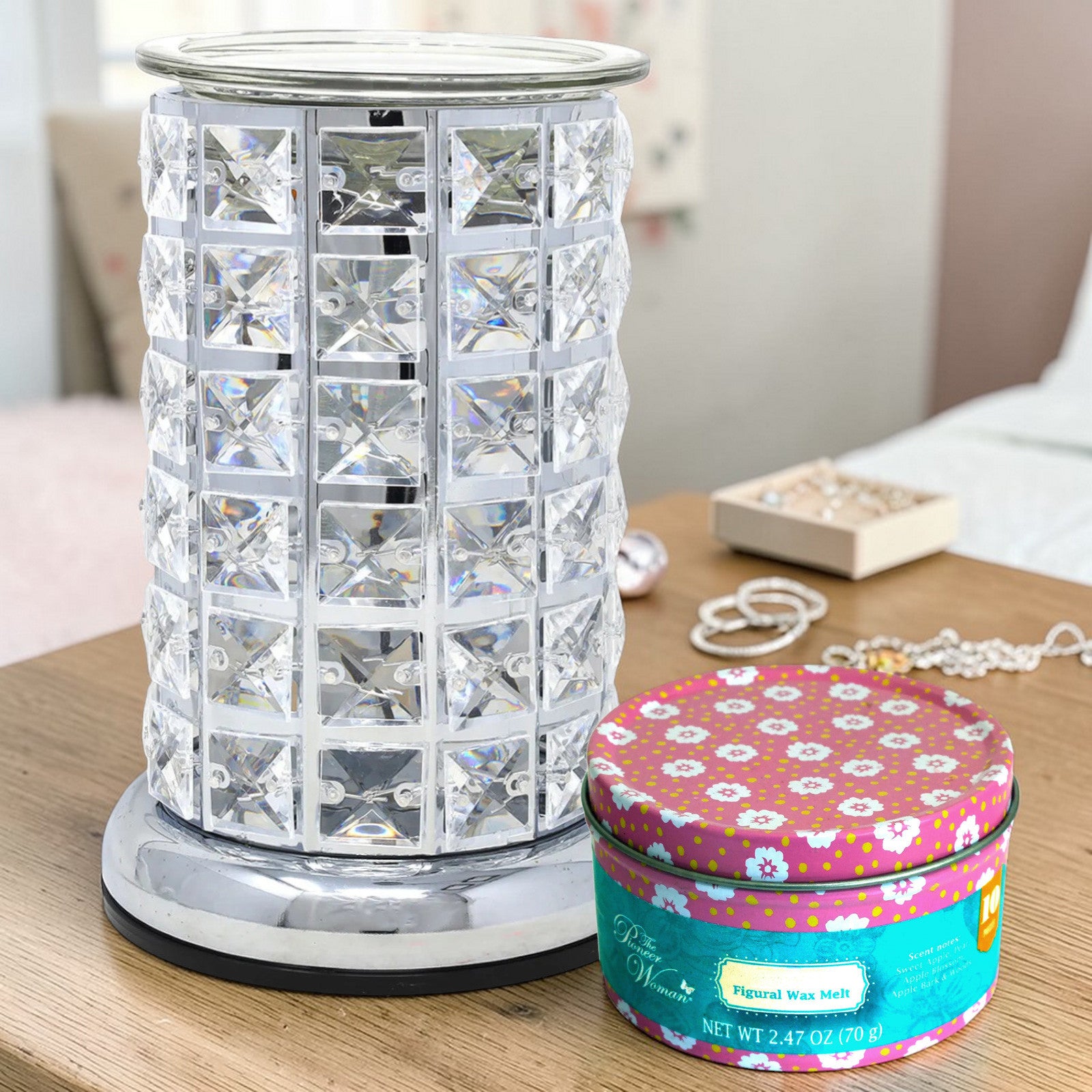 Oil Burner and Wax Melt Warmer plus 10pc Scented Wax Melts | Colour Changing LED Aroma Lamp