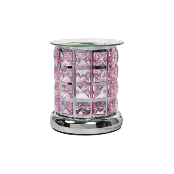 Set Of 2 Aroma Touch Lamp Oil Burner Wax Melter Pink Crystal Fragrance Diffuser