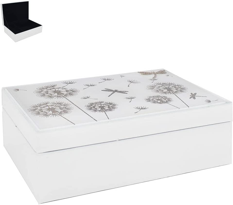 White Glass Dragonfly Trinket Jewellery Box Leonardo