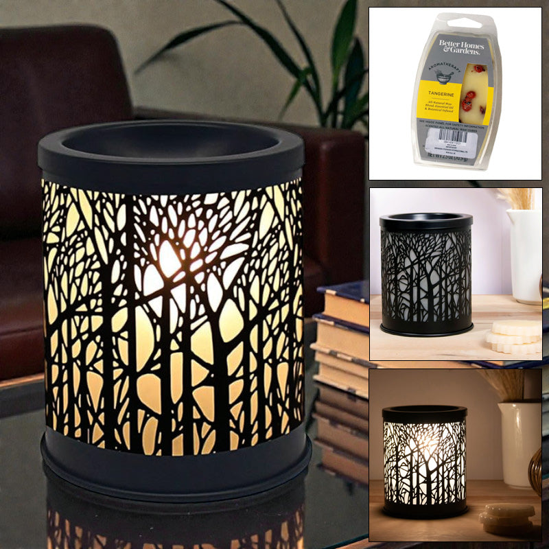 Electric Aroma Lamp Scented Wax Warmer & Oil Burner Fragrance Diffuser plus Tangerine Wax Melts