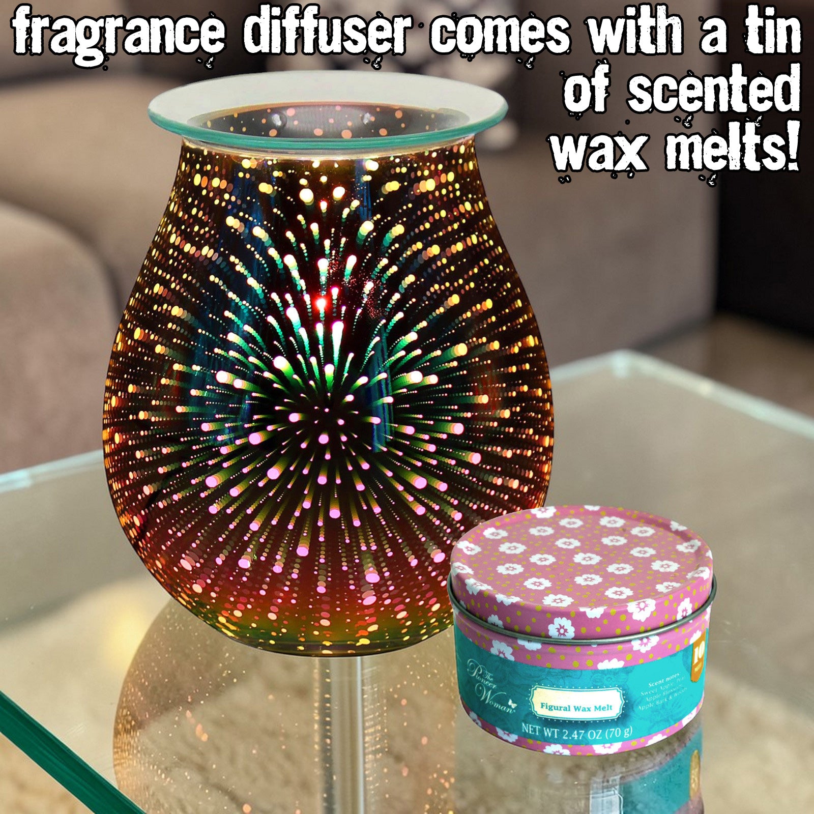 3D Starburst Aroma Fragrance Diffuser Lamp plus Scented Wax Melts | Electric Wax Warmer and Oil Burner