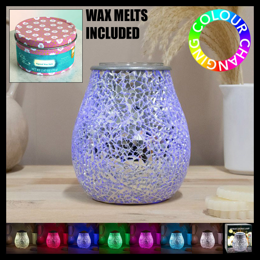 Electric Wax Warmer and Oil Burner Aroma Diffuser plus Scented Wax Melts | Colour Changing LED Lights